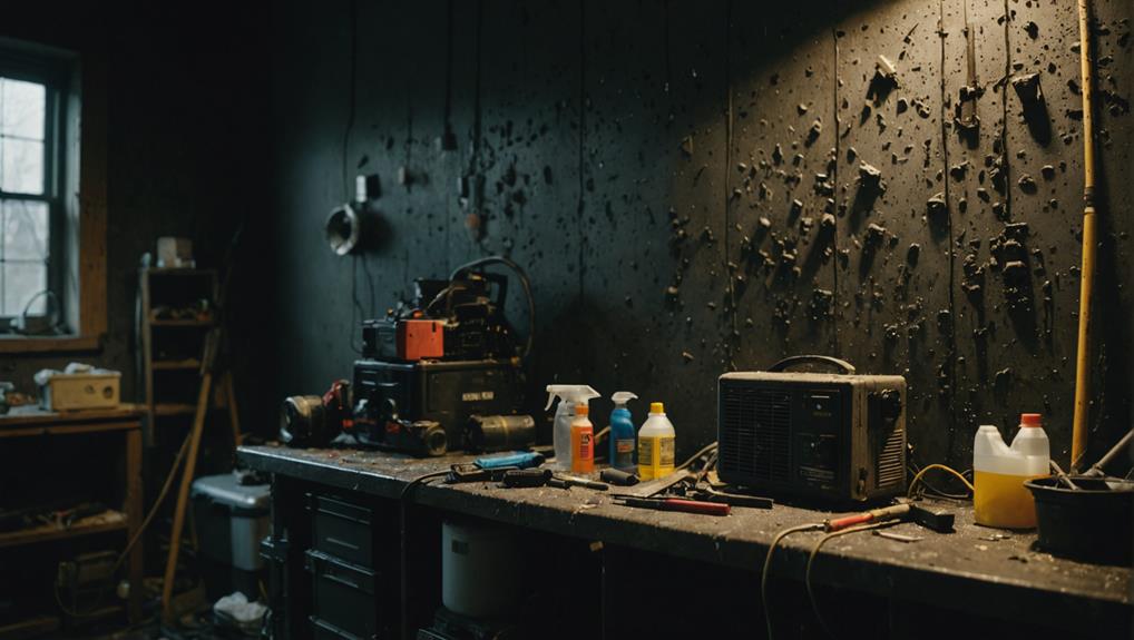 Mold remediation containment and air filtration system in Lake Michigan area home